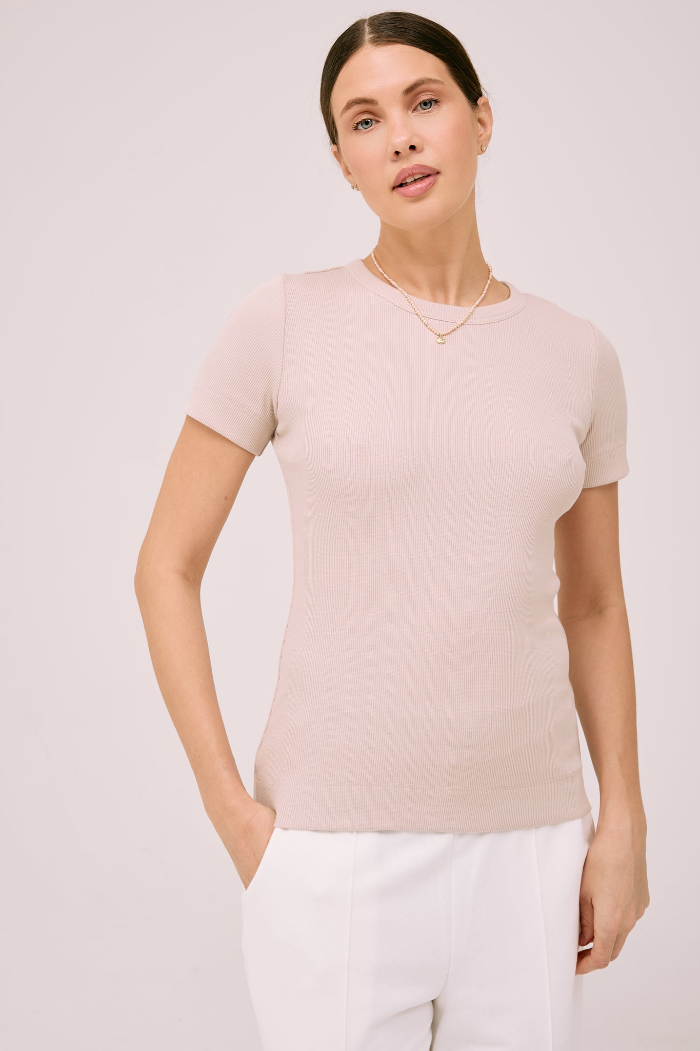 Palaidinė "Simplex" trumpomis rankovėmis - kreminės spalvos