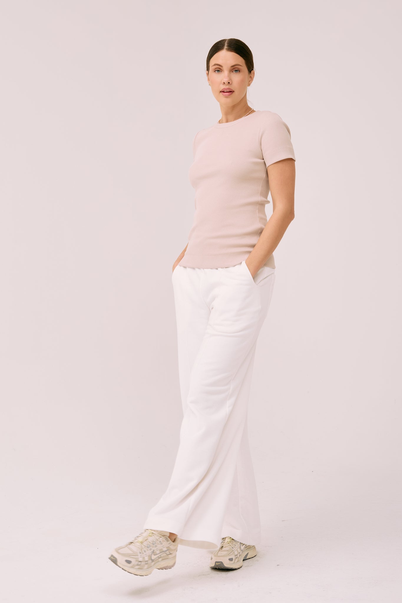 Palaidinė "Simplex" trumpomis rankovėmis - kreminės spalvos