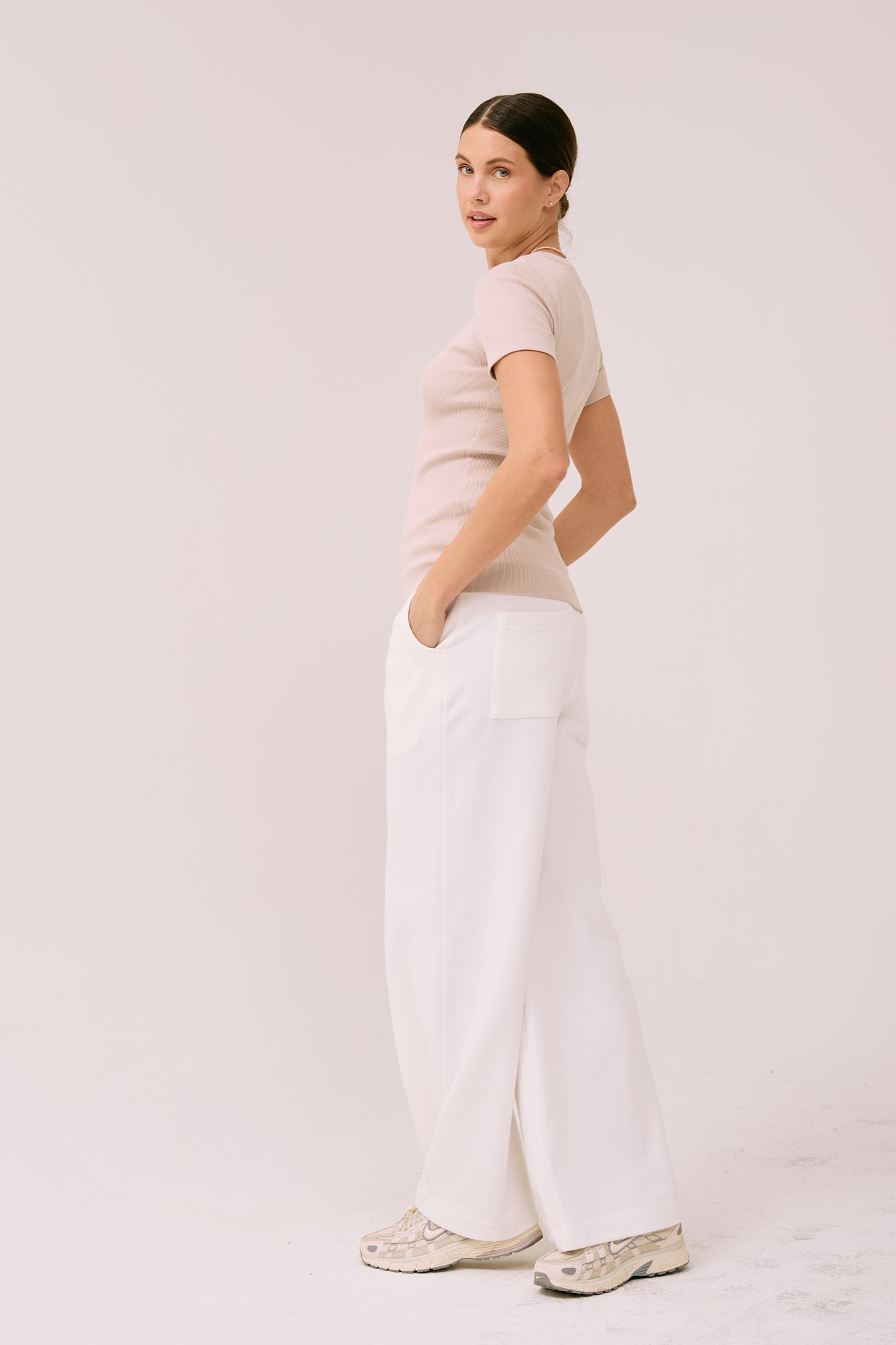 Palaidinė "Simplex" trumpomis rankovėmis - kreminės spalvos