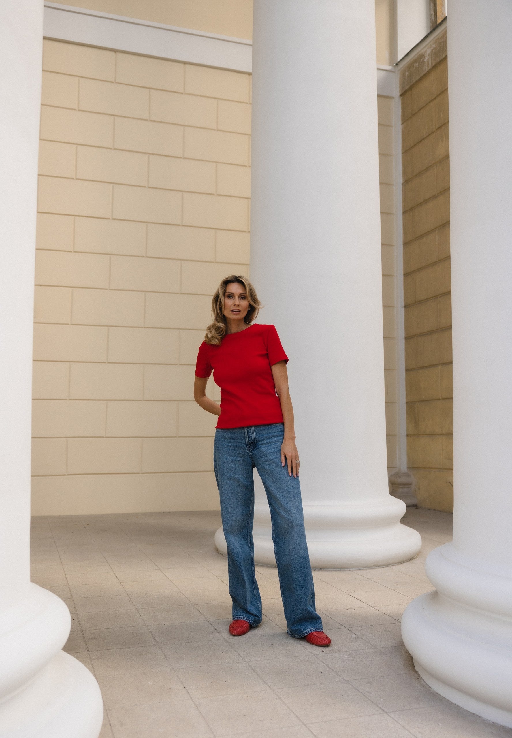 Palaidinė "Simplex" trumpomis rankovėmis - raudonos spalvos